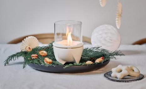 Advents-Set mit Keltenschale, Schmelzfeuer Albicium & Windglasaufsatz