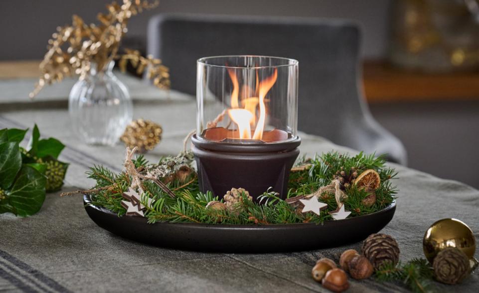 Advents-Set mit Keltenschale, Schmelzfeuer CeraLava & Windglasaufsatz