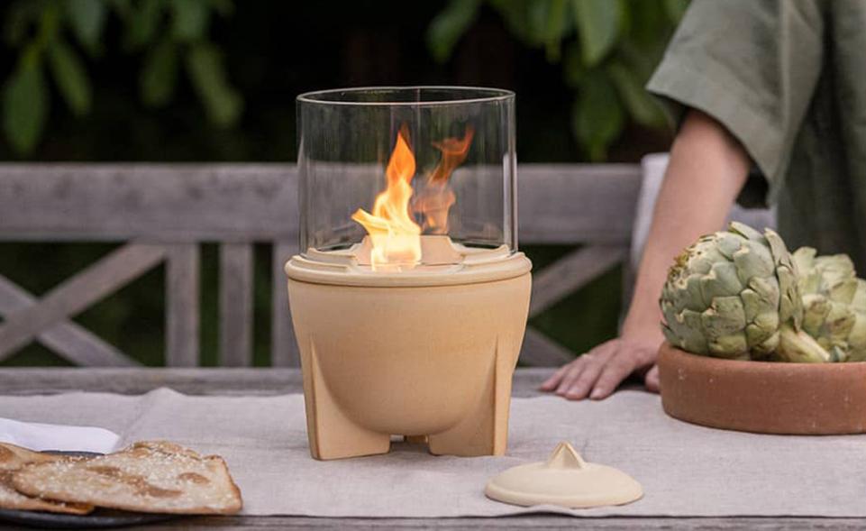 Outdoor Waxburner CeraNatur with Glass Hood